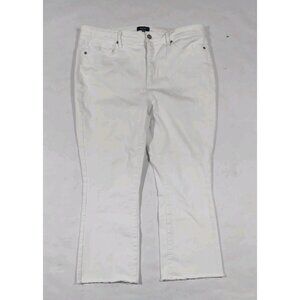 NYDJ Slim Boot Cut Jeans Size 14P Petite White Raw Hem Lift Tuck Cool Embrace